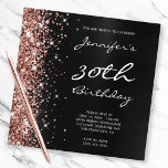 Rose Gold Glitzer Black Ombre Foil 30. Geburtstag Einladung<br><div class="desc">Erstellen Sie Ihre individuellen Geburtstagseinladungen zum glamourösen 30. Geburtstag. Auf dem verlassen ist eine dunkelgraue und schwarze Ober-Folie. Auf der rechten Seite ist eine Band von Imitate Rose Gold Glitzer mit funkelnden digitalen Kunstgrafiken. Alle luxuriösen Funkeln und Glanz werden mit gedruckter digitaler Grafik geschaffen. Luxuriöse Schwarz und Rose goldfarben lädt...</div>