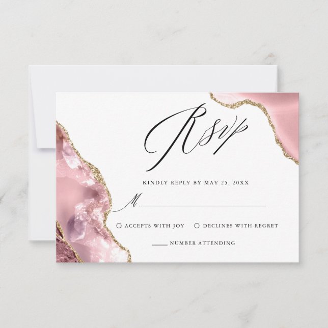 Rose Gold Glitzer Black Script Luxury Hochzeit RSVP Karte (Vorderseite)