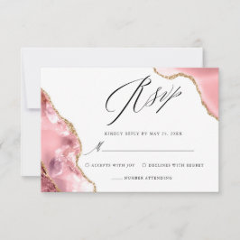 Rose Gold Glitzer Black Script Luxury Hochzeit RSVP Karte