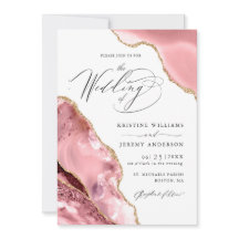 Rose Gold Glitzer Black Script Luxury Wedding Invi