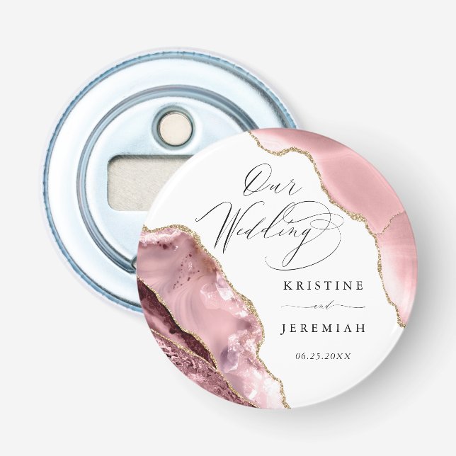 Rose Gold Glitzer Black Script Luxury Wedt Bott Flaschenöffner (Vorderseite)