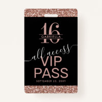 Rose Gold Glitzer Black Sweet 16 Einladung VIP