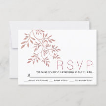 Rose gold Glitzer Blätter moderne Hochzeit RSVP