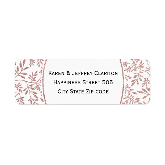 Rose Gold Glitzer Blätter Muster, Rahmen Hochzeit (Vorne)