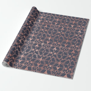 Rose Gold Glitzer Blue Triangle Tribal Geometric Geschenkpapier