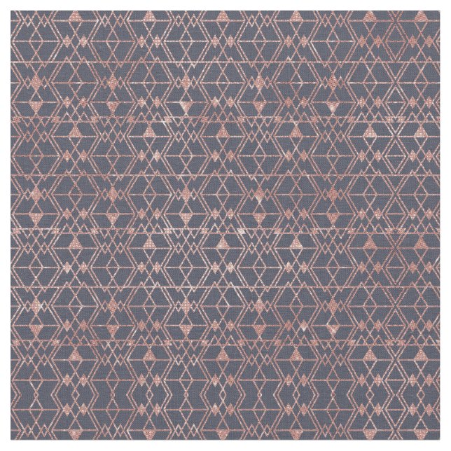 Rose Gold Glitzer Blue Triangle Tribal Geometric Stoff (Nahaufnahme)