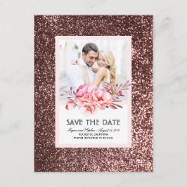 Rose Gold Glitzer Blues Foto Save the Date Ankündigungspostkarte