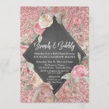 Rose Gold Glitzer Blumenkhalkartonbrunch Bubbly