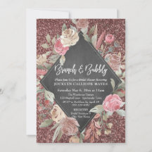 Rose Gold Glitzer Blumenkhalkartonbrunch Bubbly