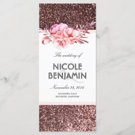 Rose Gold Glitzer Blumenzettel Programm
