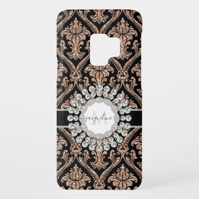 Rose Gold Glitzer Blush Damask Diamant Jewel Name Case-Mate Samsung Galaxy Hülle (Rückseite)