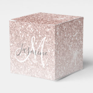 Rose Gold Glitzer Blush Initial Brautparty Geschenkschachtel