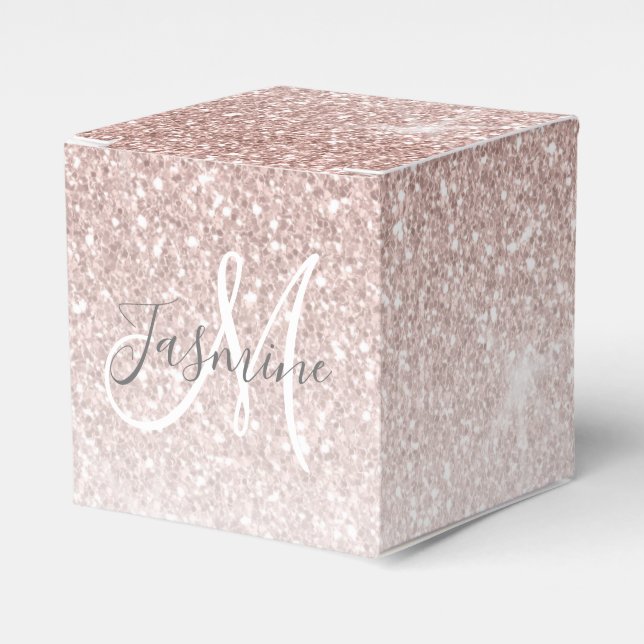 Rose Gold Glitzer Blush Initial Brautparty Geschenkschachtel (Vorderseite)