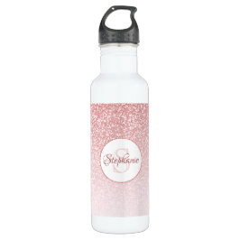 Rose Gold Glitzer Blush Monogram Personalisiert Edelstahlflasche