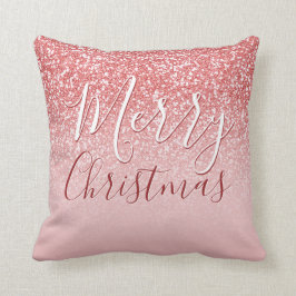 Rose Gold Glitzer Blush Ombre Frohe Weihnachten Kissen