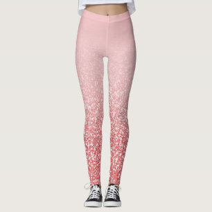 Rose Gold Glitzer Blush Ombre Leggings