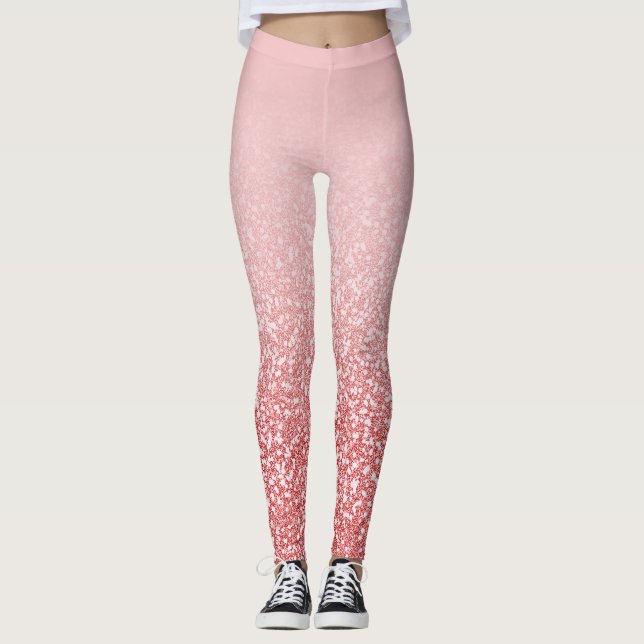Rose Gold Glitzer Blush Ombre Leggings (Vorderseite)