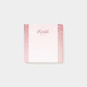 Rose Gold Glitzer Blush Ombre Personalisiert Post-it Klebezettel