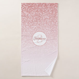 Rose Gold Glitzer Blush Pink Ombre Monogram Badehandtuch