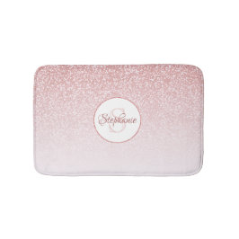 Rose Gold Glitzer Blush Pink Ombre Monogram Badematte