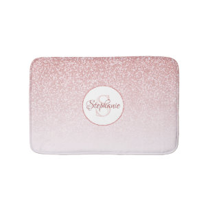 Rose Gold Glitzer Blush Pink Ombre Monogram Badematte