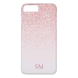 Rose Gold Glitzer Blush Pink Ombre Monogram Case-Mate iPhone Hülle