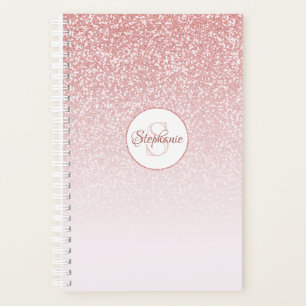 Rose Gold Glitzer Blush Pink Ombre Monogram Planer