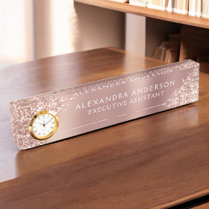 Rose Gold Glitzer Blush Pink Sparkone Glitzer Namensplakette