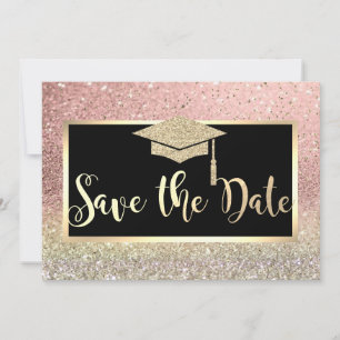 Rose Gold Glitzer Bokeh Abschluss Save the Date