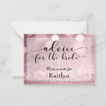 Rose Gold Glitzer Bokeh Beratung für die Braut Hinweiskarte<br><div class="desc">Mit einem wunderschönen, verzierten Skript-Schriftart aus meiner Sammlung habe ich Typografieelemente erstellt, die Schlüsselwörter darstellen und die Designs auf die nächste Ebene bringen. In diesen Karten lautet der Satz in der "extravaganten Typ" "Ratschlag für die Braut". Alle anderen Texte werden hier in einem vielseitigen, serifenlosen Schriftart wiedergegeben, der auch leicht...</div>