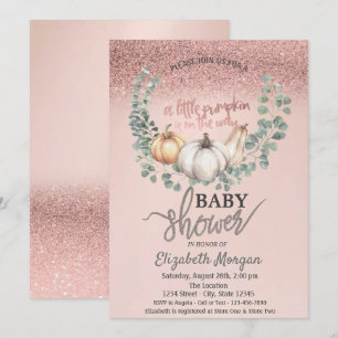 Rose Gold Glitzer Bokeh,Blätter Pumpkin Baby Dusch Einladung