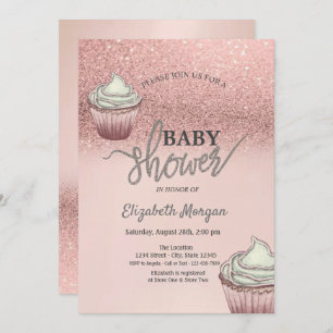 Rose Gold Glitzer Bokeh Cupcakes Einladung