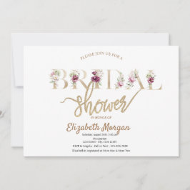 Rose Gold Glitzer Bokeh Floral Brautparty Einladung