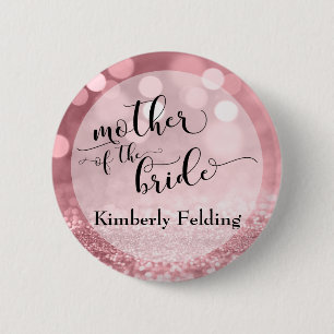 Rose Gold Glitzer Bokeh Mutter der Braut Button