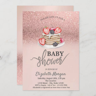 Rose Gold Glitzer Bokeh, Pancakes Baby Dusche Einladung