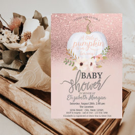 Rose Gold Glitzer Bokeh, Pumpkin Baby Dusche Einladung