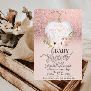 Rose Gold Glitzer Bokeh, Pumpkin Baby Dusche Einladung