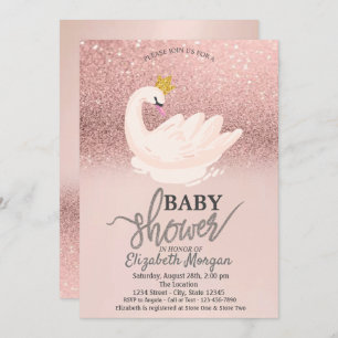 Rose Gold Glitzer Bokeh, Swan Baby Shooter Einladung