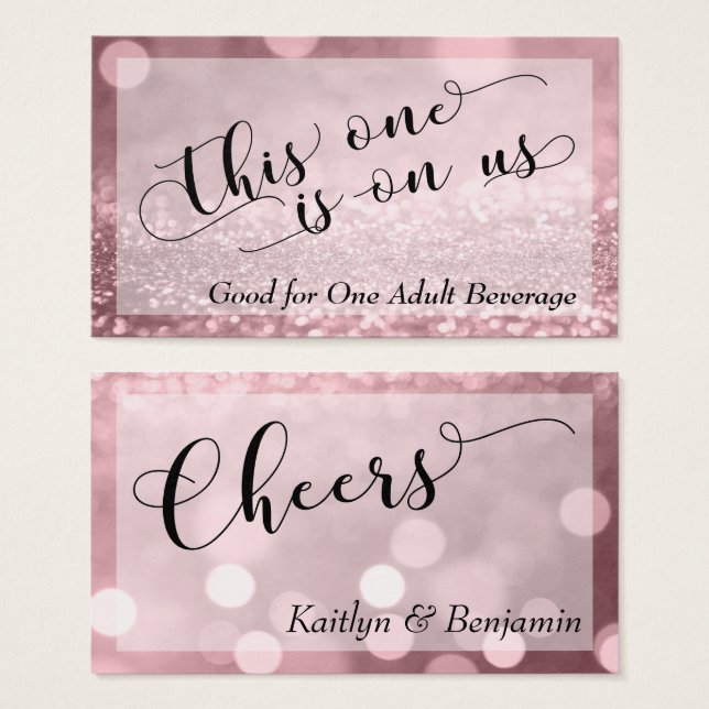 Rose Gold Glitzer Bokeh Typografie Trinkschein 2 (Vorne & Hinten)