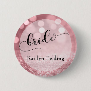 Rose Gold Glitzer Bokeh & Typografy Bridge 2 Button