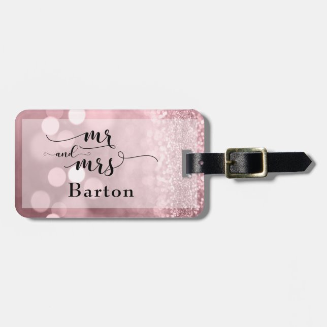 Rose Gold Glitzer Bokeh und Typografie Gepäckanhänger (Vorderseite horizontal)