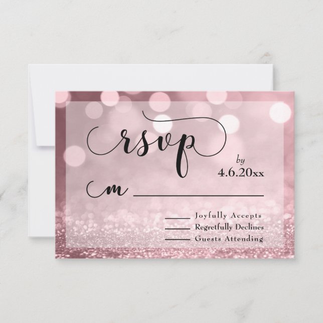 Rose Gold Glitzer Bokeh und Typografie UAWG RSVP Karte (Vorderseite)