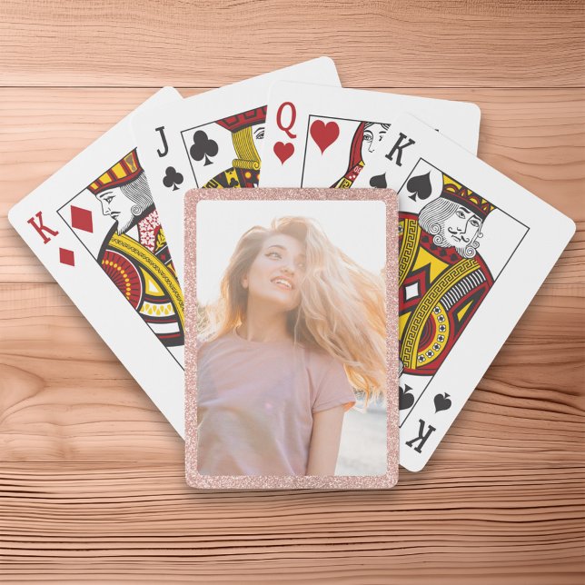 Rose Gold Glitzer Border Foto Spielkarten (Rose Gold Glitter Border Photo Poker Cards)