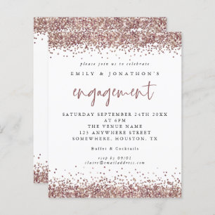 Rose Gold Glitzer Border Verlobung Einladung