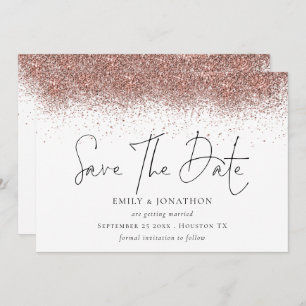 Rose Gold Glitzer Border Wedding Save The Date