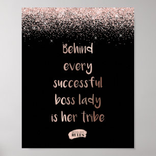 Rose Gold Glitzer Boss Lady Motivierend Zitat Poster