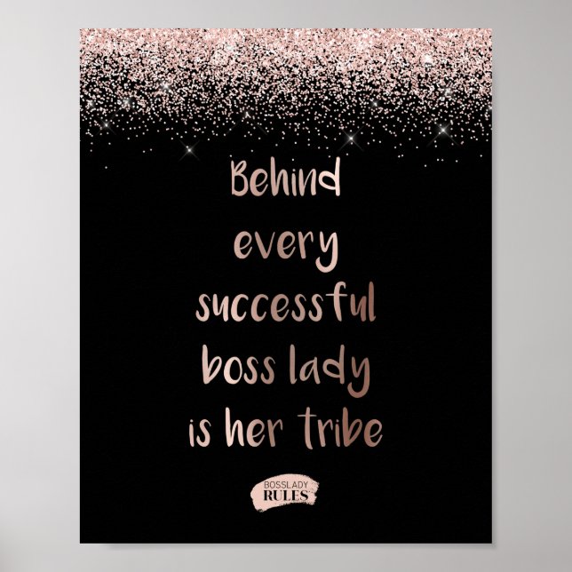 Rose Gold Glitzer Boss Lady Motivierend Zitat Poster (Vorne)