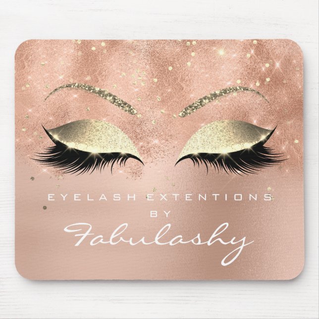 Rose Gold Glitzer Branding Beauty Studio Lashes Mousepad (Vorne)