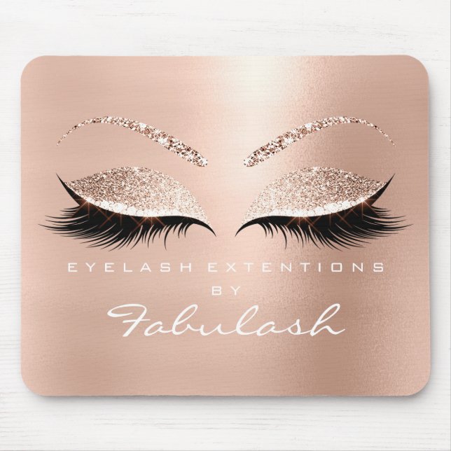 Rose Gold Glitzer Branding Schönheit Lashes Augen Mousepad (Vorne)