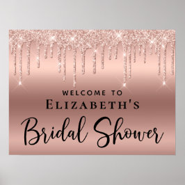 Rose Gold Glitzer Brautparty Willkommen Poster
